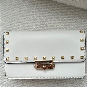 Michael Kors White and Gold Studded Leather Crossbody! Brand New!